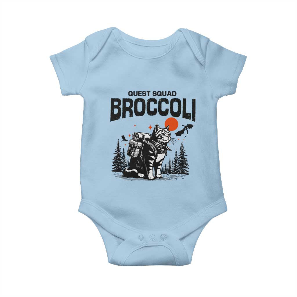 Quest Squad Broccoli Cat Baby Onesie Funny Hiking Adventure Cute Camping Feline TS02 Light Blue Print Your Wear