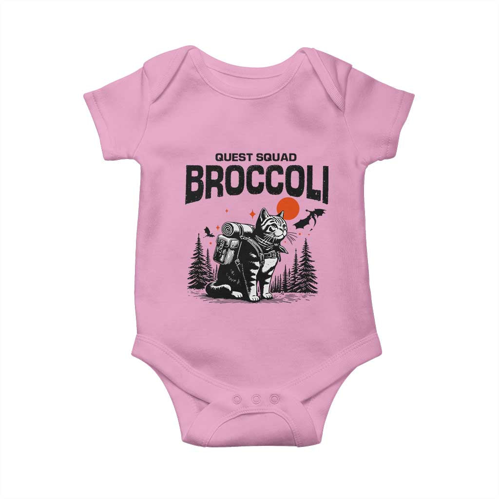 Quest Squad Broccoli Cat Baby Onesie Funny Hiking Adventure Cute Camping Feline TS02 Light Pink Print Your Wear