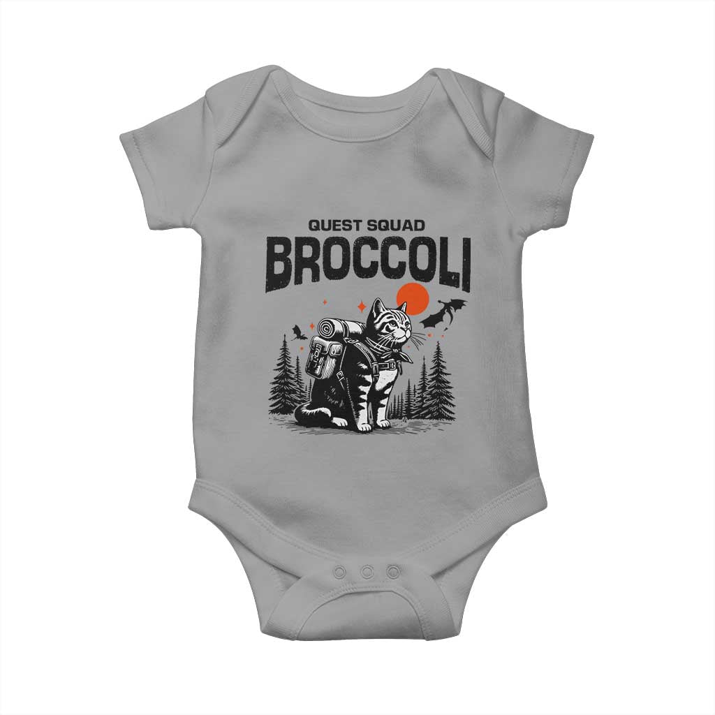 Quest Squad Broccoli Cat Baby Onesie Funny Hiking Adventure Cute Camping Feline TS02 Sport Gray Print Your Wear