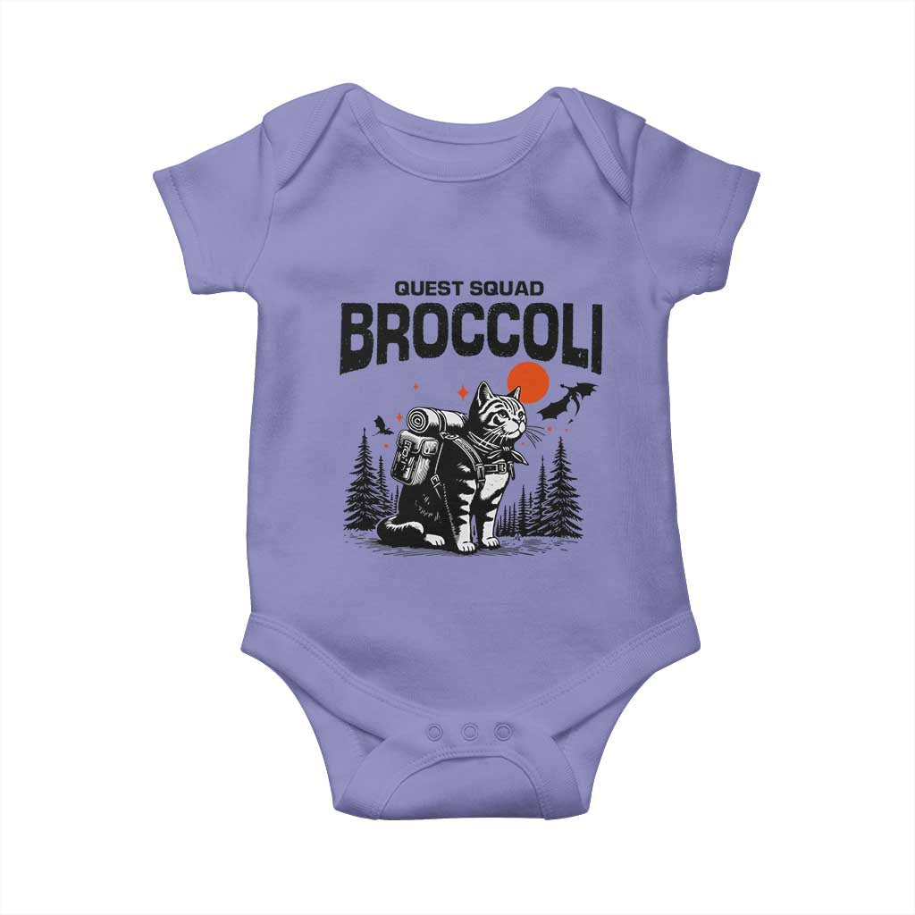 Quest Squad Broccoli Cat Baby Onesie Funny Hiking Adventure Cute Camping Feline TS02 Violet Print Your Wear