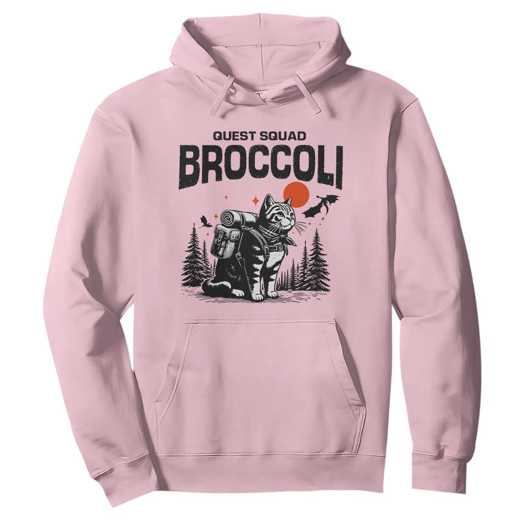 Quest Squad Broccoli Cat Hoodie Funny Hiking Adventure Cute Camping Feline TS02 Light Pink Print Your Wear
