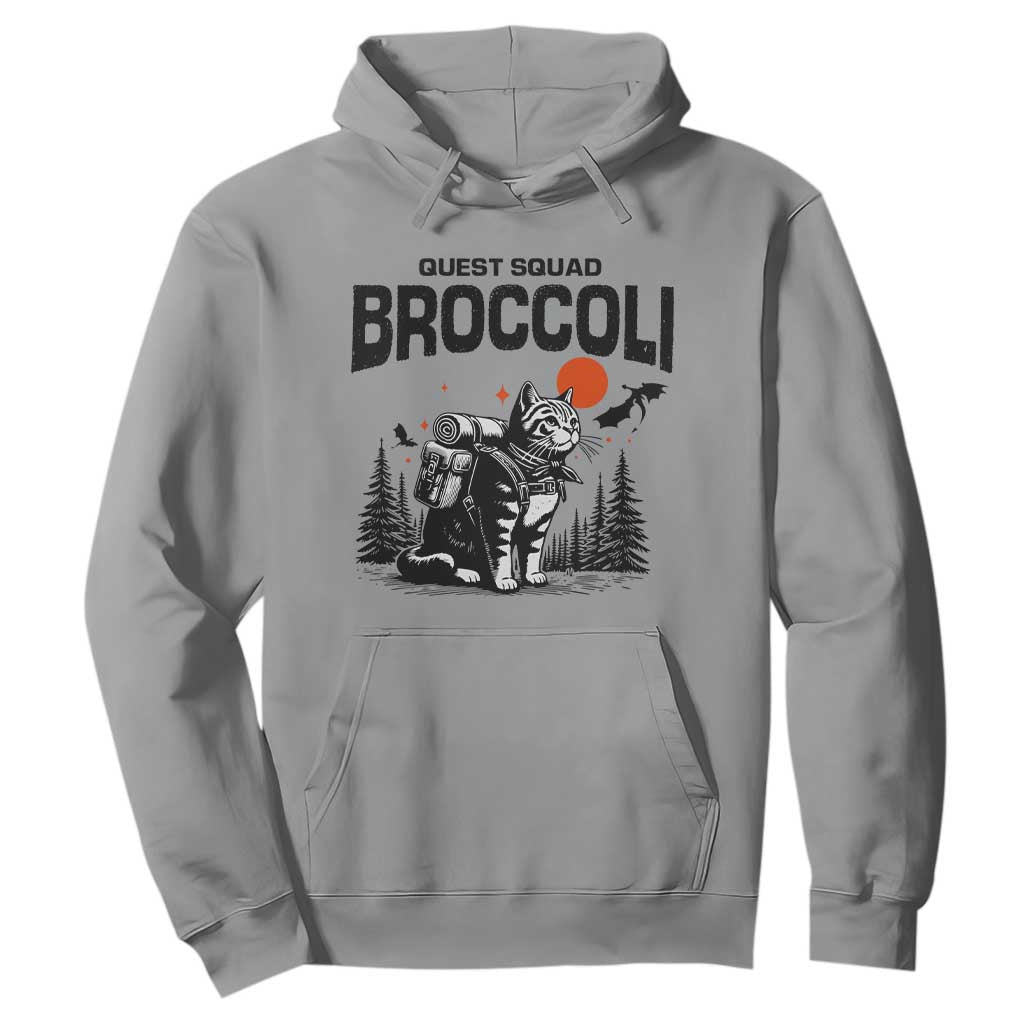 Quest Squad Broccoli Cat Hoodie Funny Hiking Adventure Cute Camping Feline TS02 Sport Gray Print Your Wear
