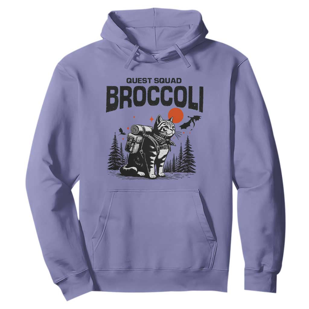 Quest Squad Broccoli Cat Hoodie Funny Hiking Adventure Cute Camping Feline TS02 Violet Print Your Wear