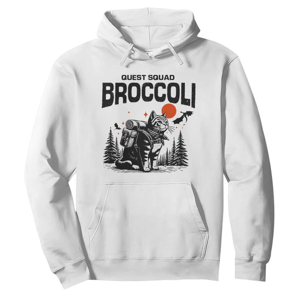 Quest Squad Broccoli Cat Hoodie Funny Hiking Adventure Cute Camping Feline TS02 White Print Your Wear