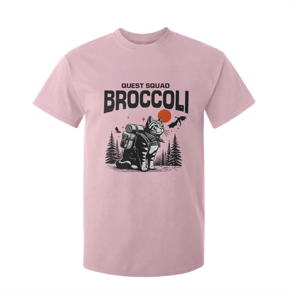 Quest Squad Broccoli Cat T Shirt For Kid Funny Hiking Adventure Cute Camping Feline TS02 Light Pink Print Your Wear