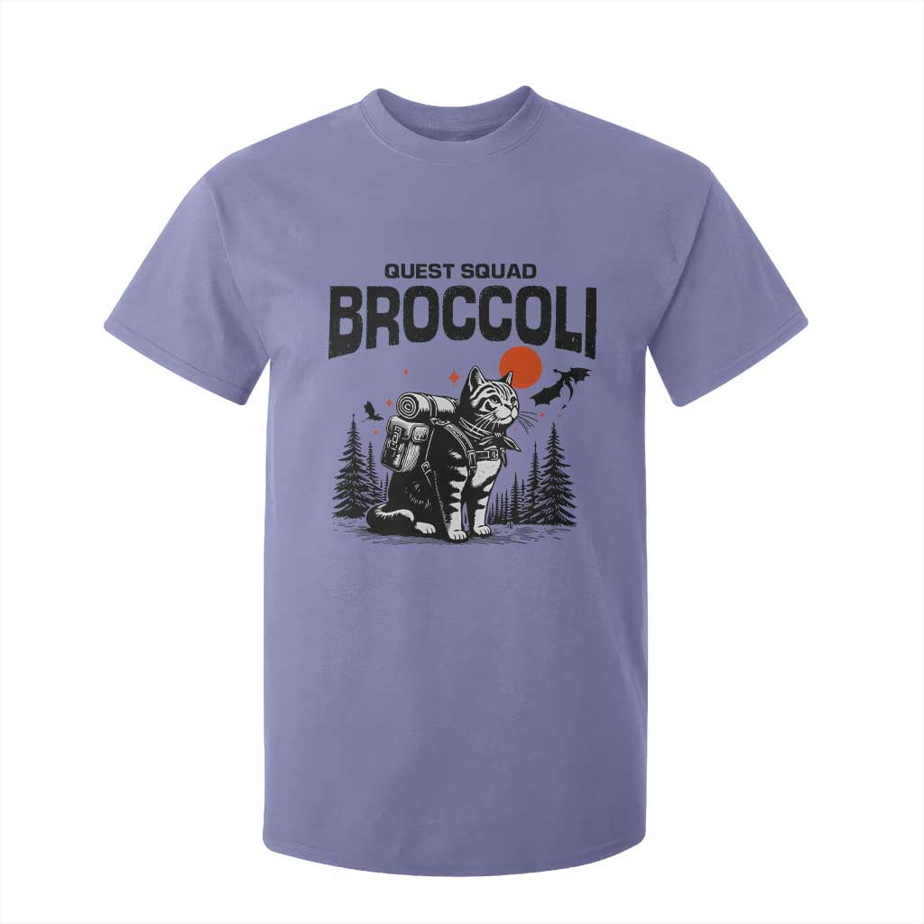 Quest Squad Broccoli Cat T Shirt For Kid Funny Hiking Adventure Cute Camping Feline TS02 Violet Print Your Wear