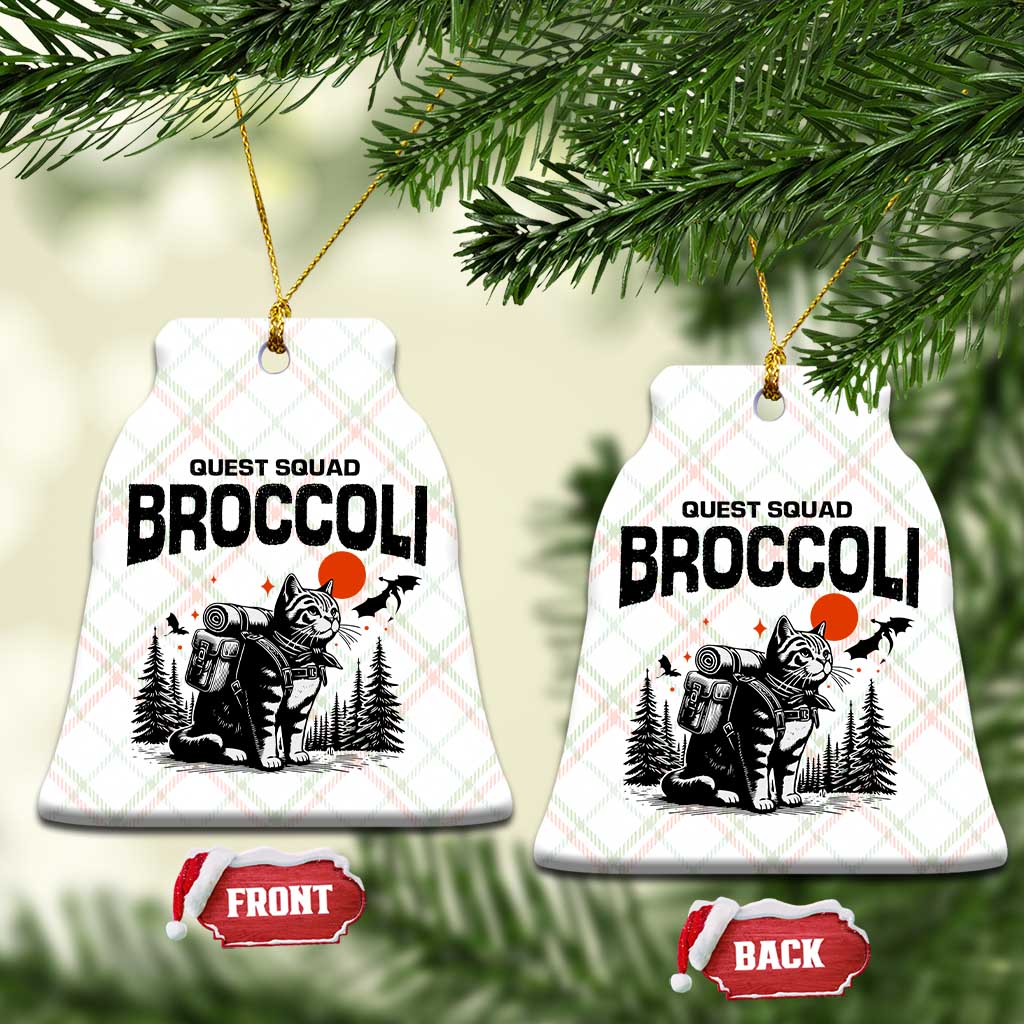 Quest Squad Broccoli Cat Ceramic Ornament Funny Hiking Adventure Cute Camping Feline TS02 Print Your Wear