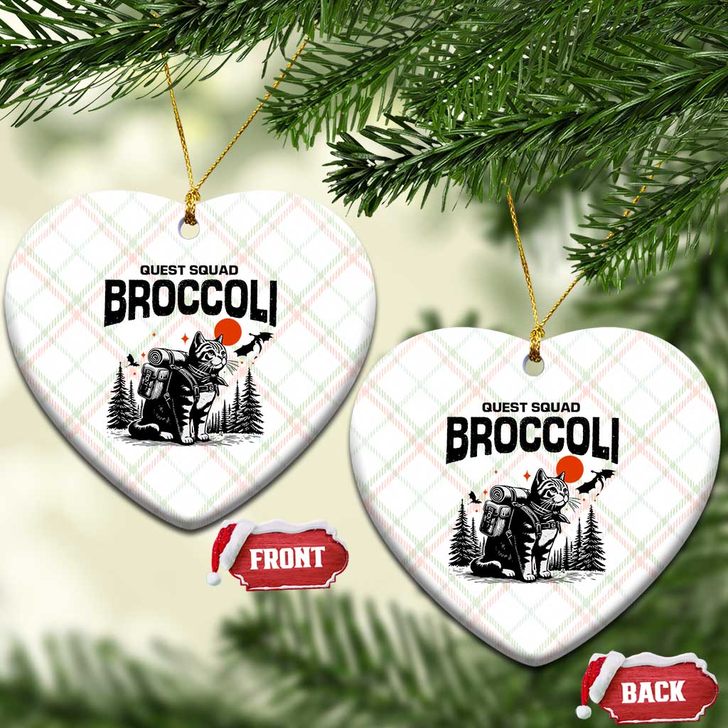 Quest Squad Broccoli Cat Ceramic Ornament Funny Hiking Adventure Cute Camping Feline TS02 Print Your Wear