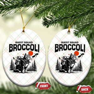 Quest Squad Broccoli Cat Ceramic Ornament Funny Hiking Adventure Cute Camping Feline TS02 Print Your Wear