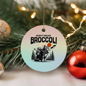 Quest Squad Broccoli Cat Ceramic Ornament Funny Hiking Adventure Cute Camping Feline TS02 1pc Pastel Print Your Wear