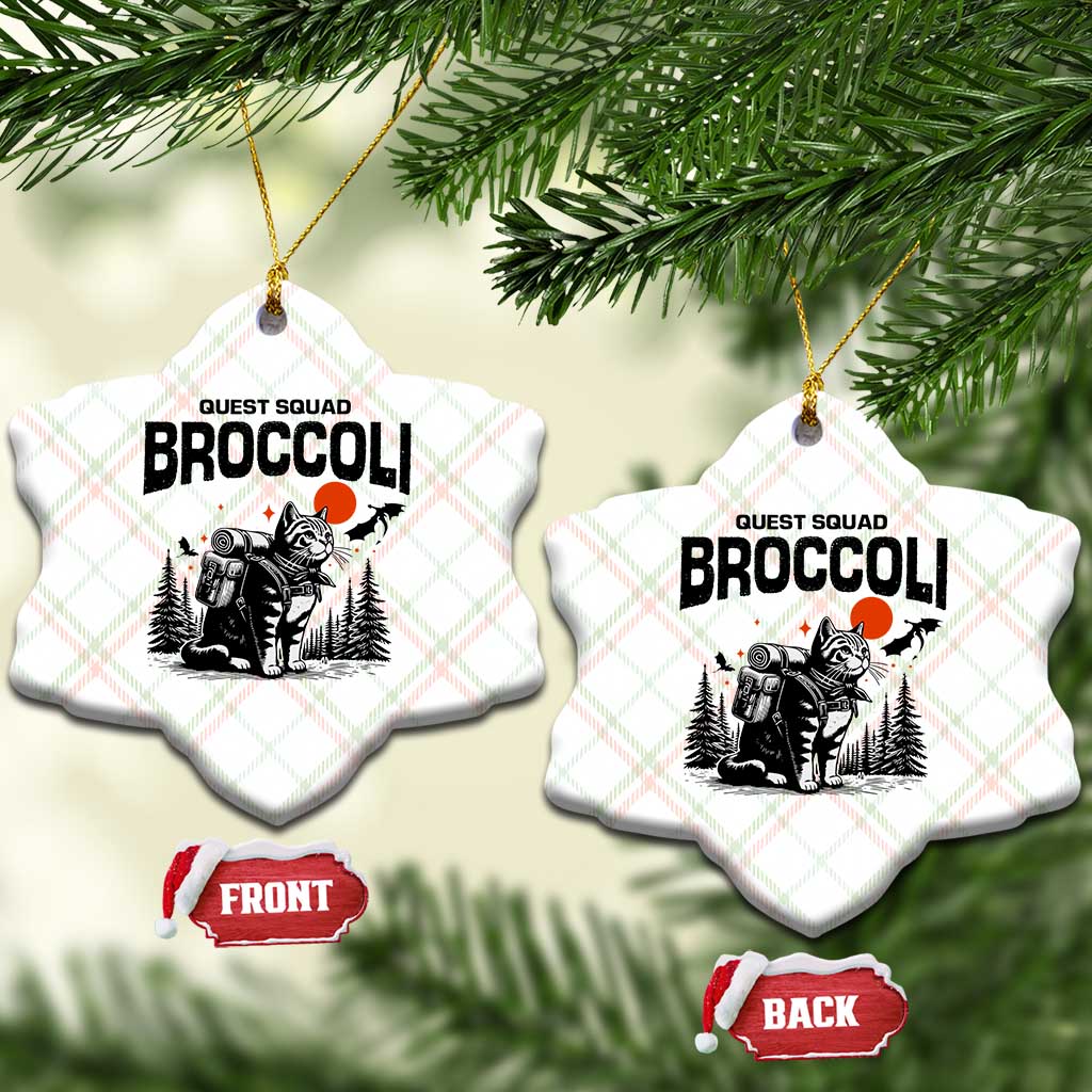 Quest Squad Broccoli Cat Ceramic Ornament Funny Hiking Adventure Cute Camping Feline TS02 Print Your Wear