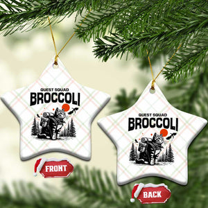 Quest Squad Broccoli Cat Ceramic Ornament Funny Hiking Adventure Cute Camping Feline TS02 Print Your Wear