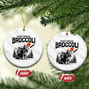 Quest Squad Broccoli Cat Ceramic Ornament Funny Hiking Adventure Cute Camping Feline TS02 1pc White Marble Print Your Wear