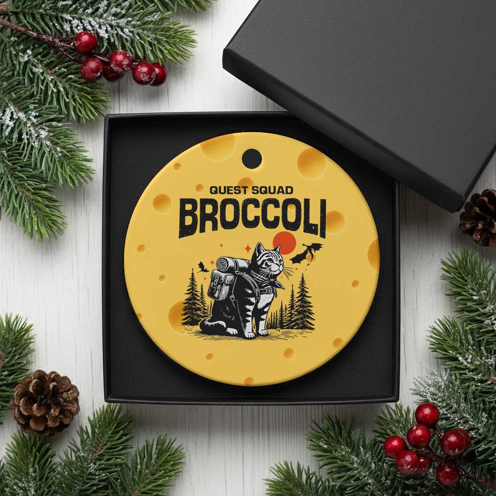 Quest Squad Broccoli Cat Ceramic Ornament Funny Hiking Adventure Cute Camping Feline TS02 1pc Yellow Cheese Print Your Wear