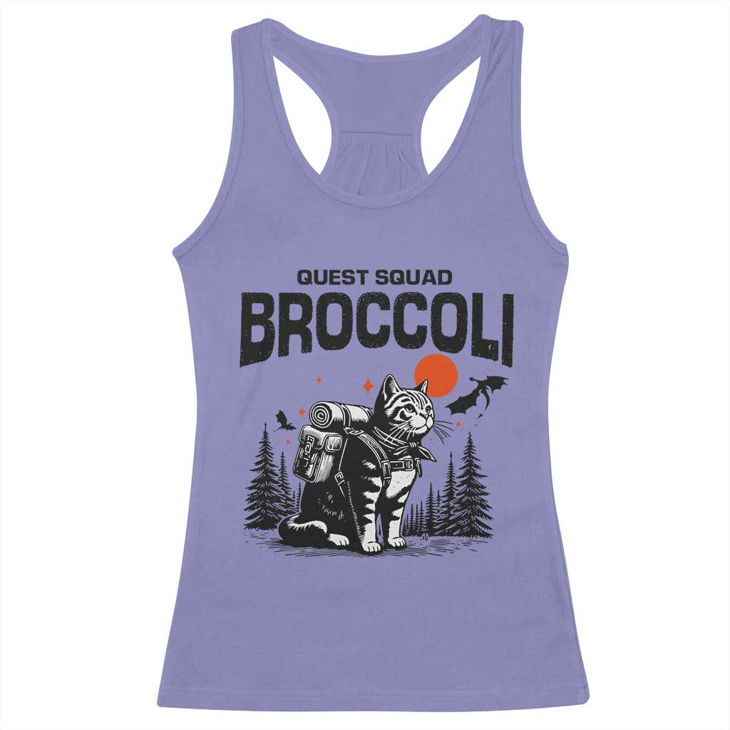 Quest Squad Broccoli Cat Racerback Tank Top Funny Hiking Adventure Cute Camping Feline TS02 Violet Print Your Wear