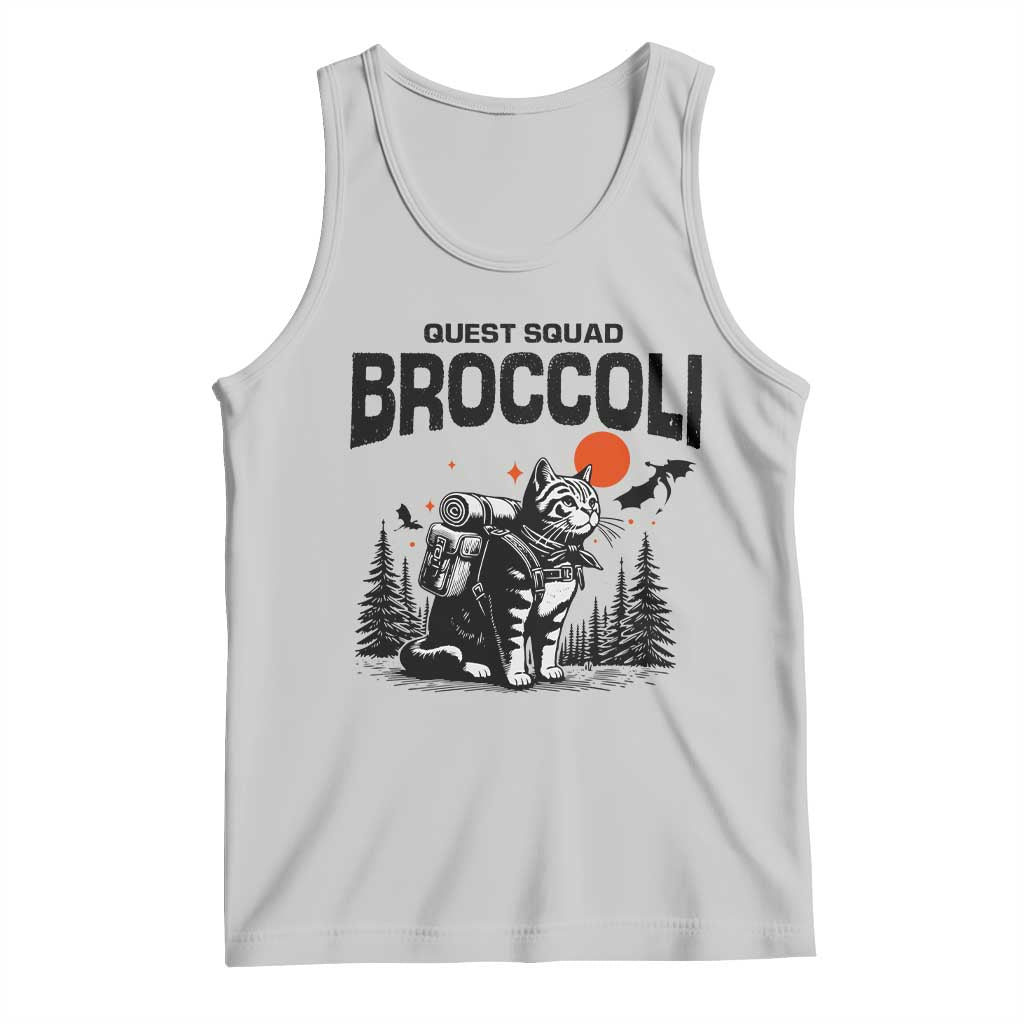 Quest Squad Broccoli Cat Tank Top Funny Hiking Adventure Cute Camping Feline TS02 Ash Print Your Wear