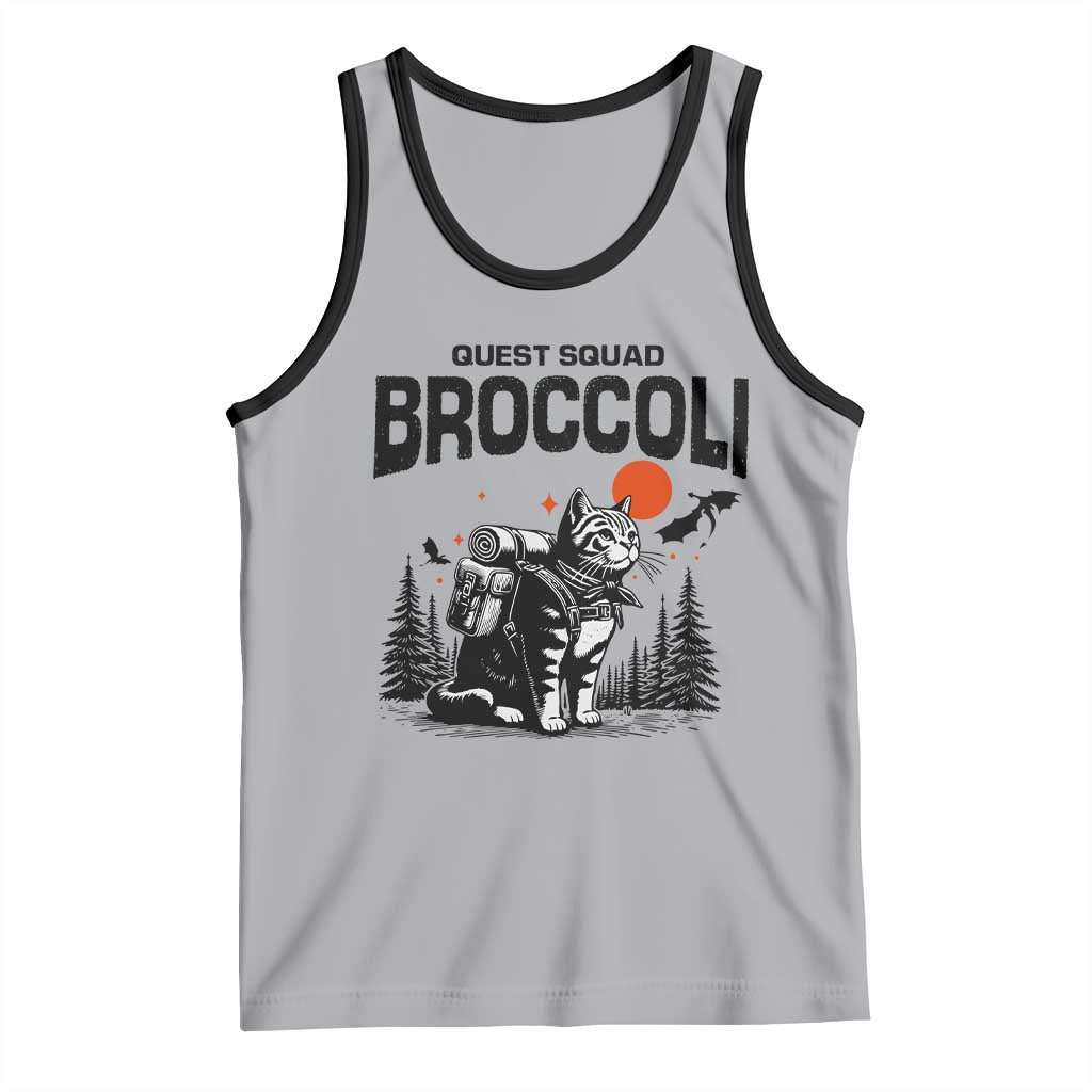 Quest Squad Broccoli Cat Tank Top Funny Hiking Adventure Cute Camping Feline TS02 Athletic Heather Black Print Your Wear