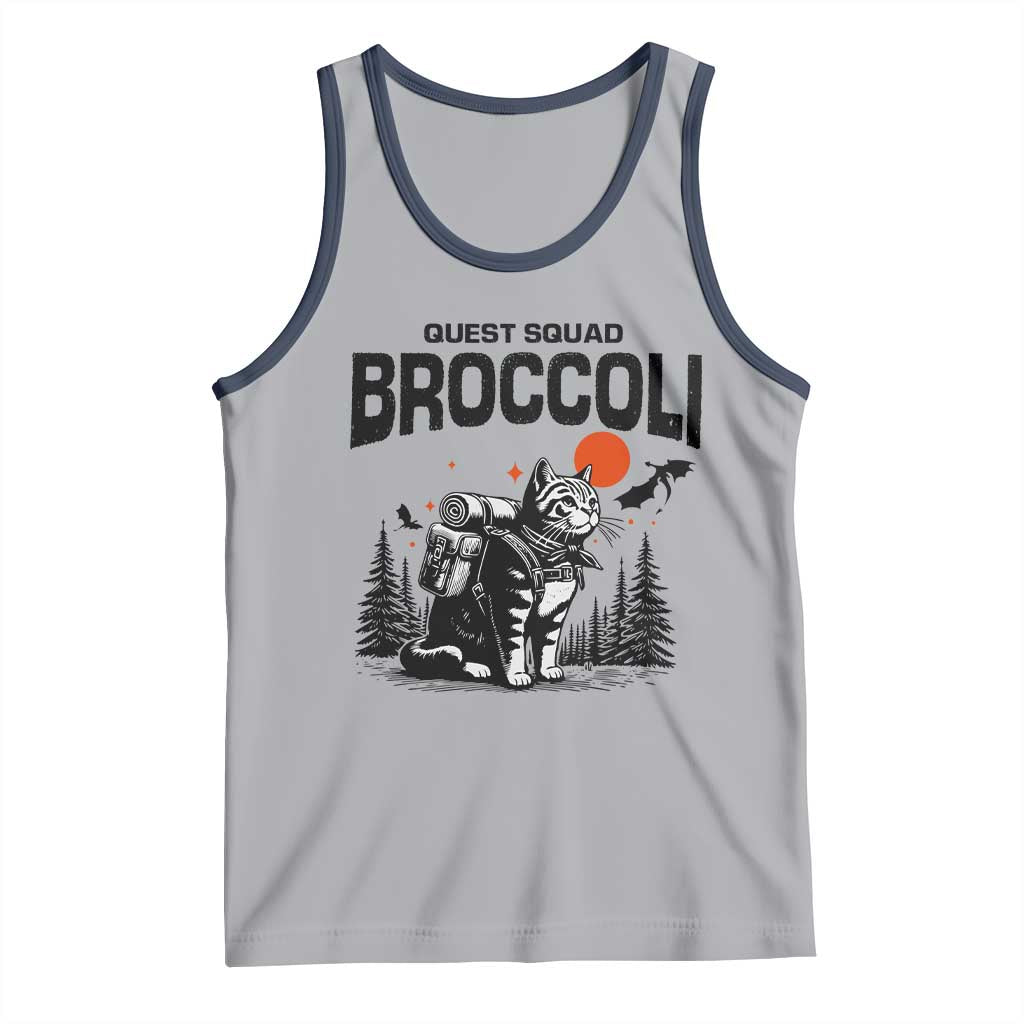 Quest Squad Broccoli Cat Tank Top Funny Hiking Adventure Cute Camping Feline TS02 Athletic Heather Navy Print Your Wear