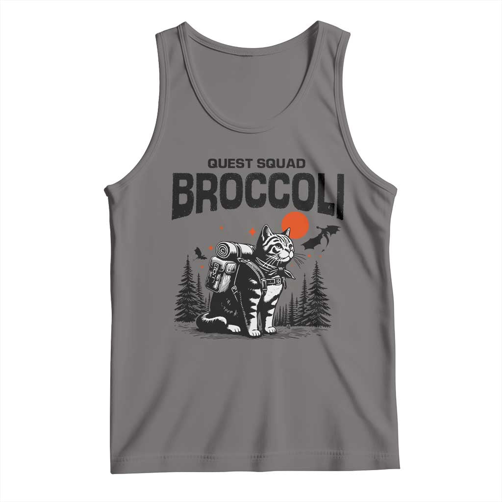 Quest Squad Broccoli Cat Tank Top Funny Hiking Adventure Cute Camping Feline TS02 Deep Heather Print Your Wear