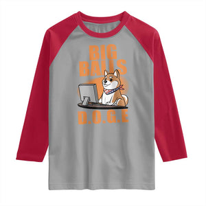 Funny Big Balls D.O.G.E Raglan Shirt DOGE Shiba TS02 Sport Gray Red Print Your Wear