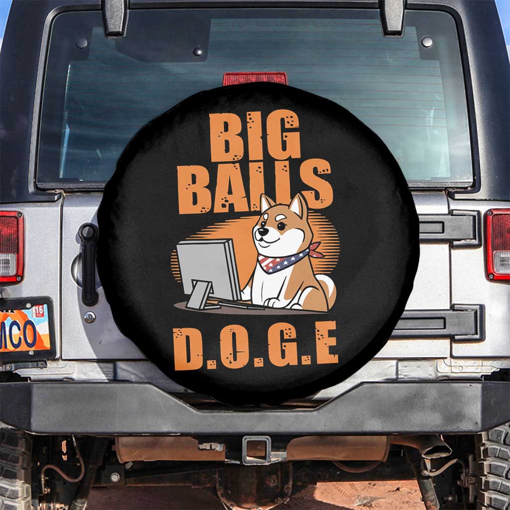 Funny Big Balls D.O.G.E Spare Tire Cover DOGE Shiba TS02 No hole Black Print Your Wear