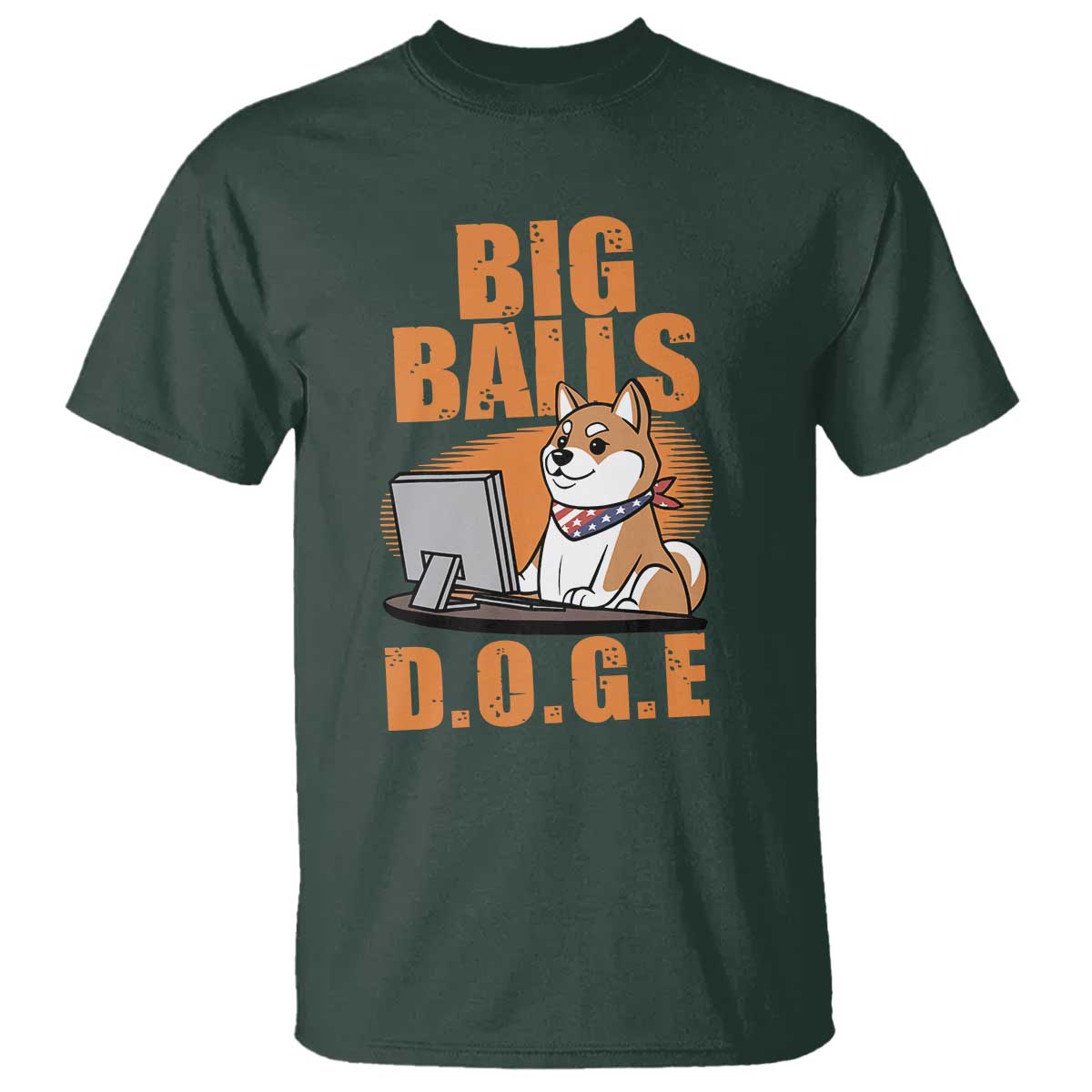 Funny Big Balls D.O.G.E T Shirt DOGE Shiba TS02 Dark Forest Green Print Your Wear
