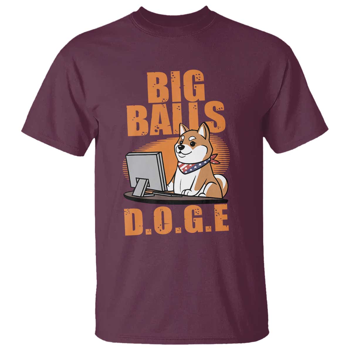 Funny Big Balls D.O.G.E T Shirt DOGE Shiba TS02 Maroon Print Your Wear