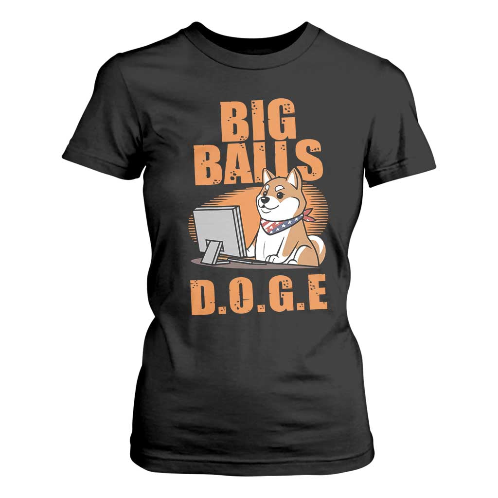 Funny Big Balls D.O.G.E T Shirt For Women DOGE Shiba TS02 Black Print Your Wear