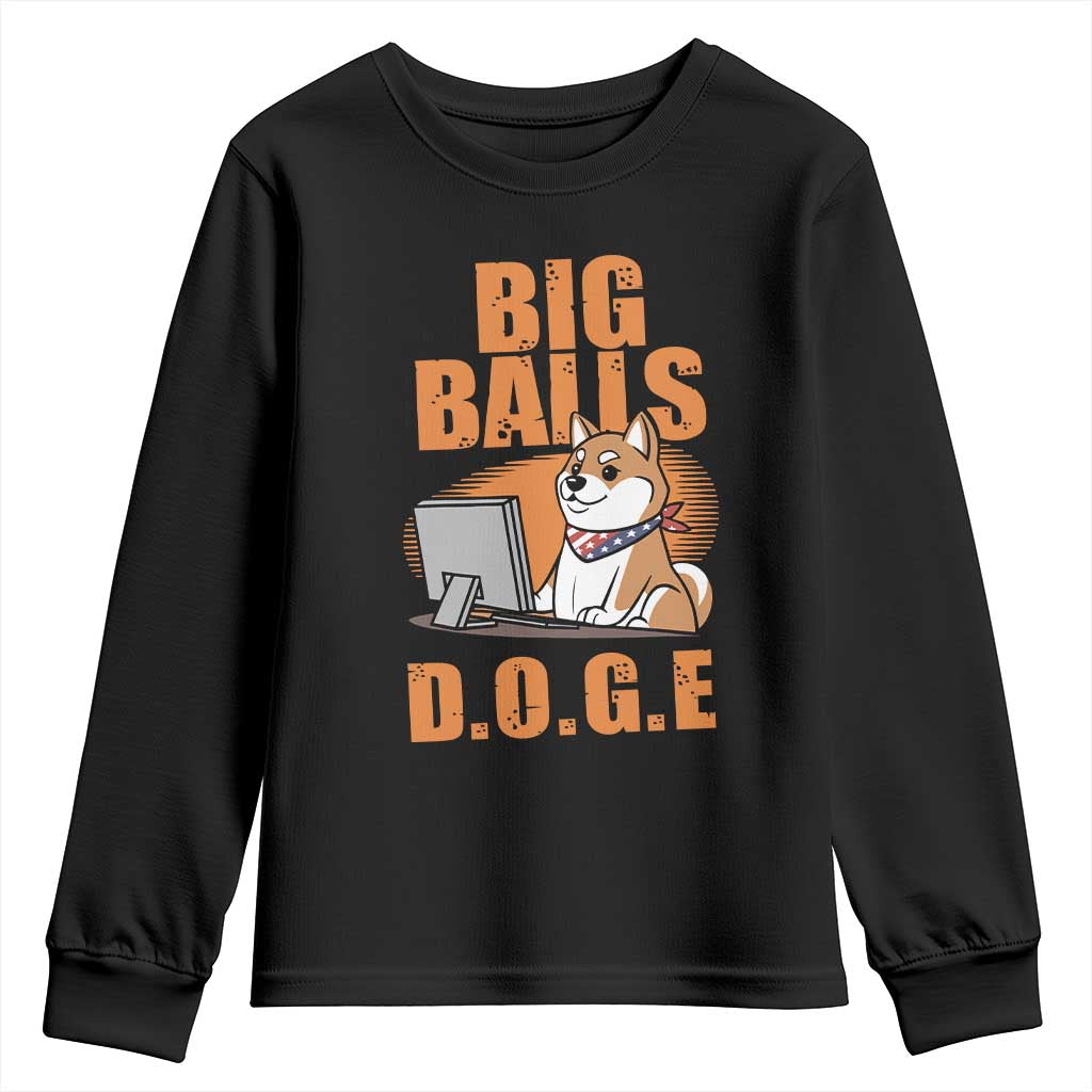 Funny Big Balls D.O.G.E Youth Sweatshirt DOGE Shiba TS02 Black Print Your Wear