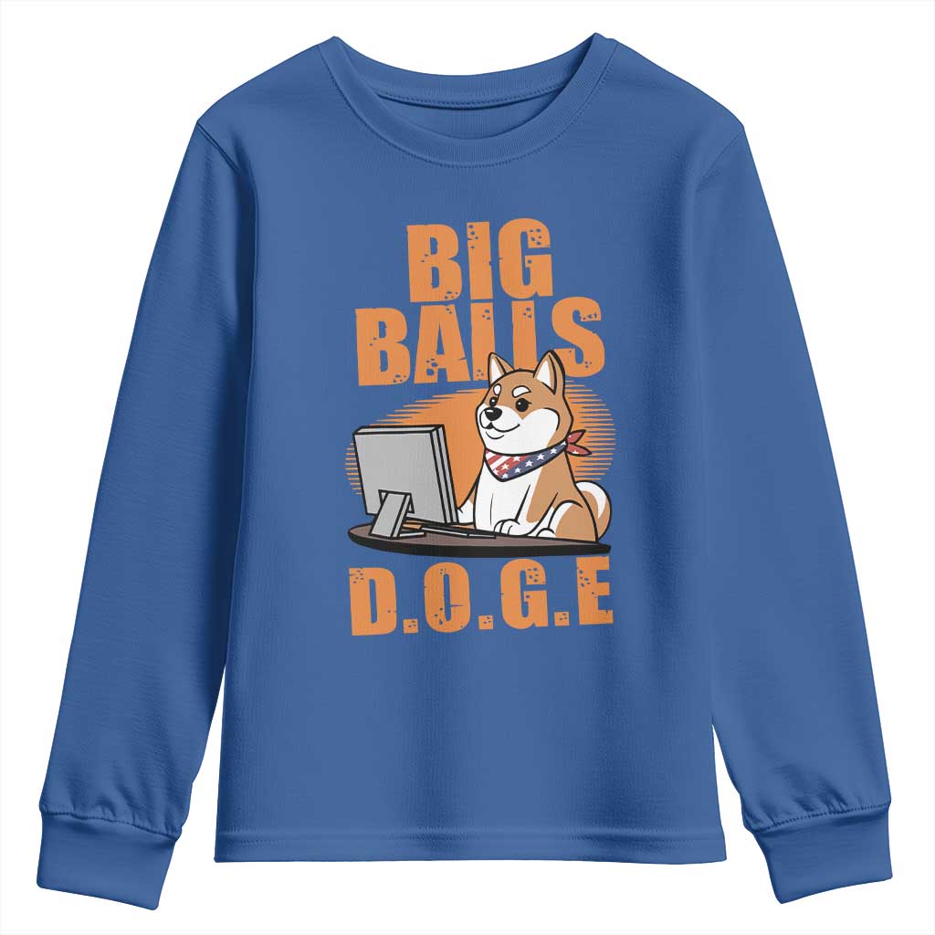 Funny Big Balls D.O.G.E Youth Sweatshirt DOGE Shiba TS02 Royal Blue Print Your Wear