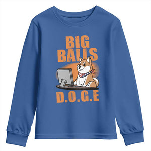 Funny Big Balls D.O.G.E Youth Sweatshirt DOGE Shiba TS02 Royal Blue Print Your Wear