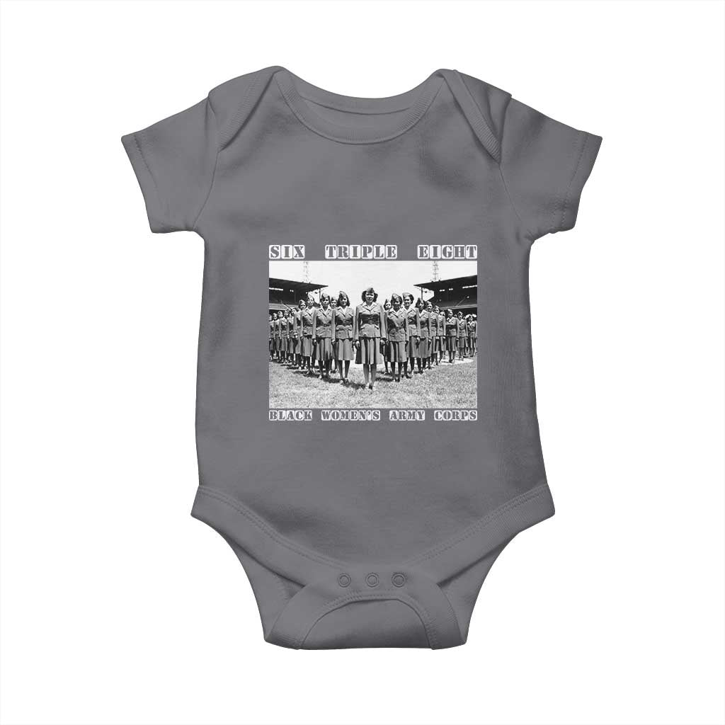 6 Triple 8 Baby Onesie Black Women's Army Corps 6888th Battalion TS02 Charcoal Print Your Wear