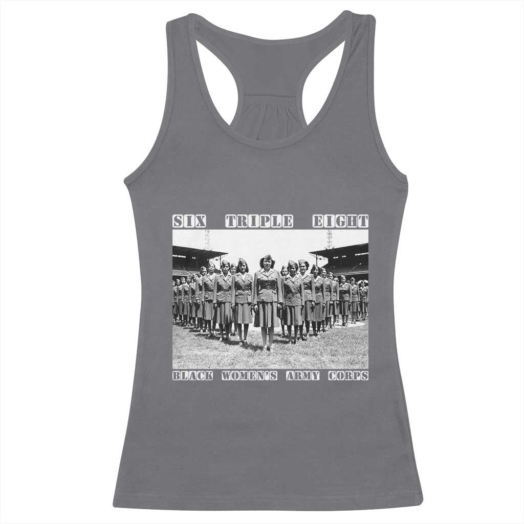 6 Triple 8 Racerback Tank Top Black Women's Army Corps 6888th Battalion TS02 Charcoal Print Your Wear
