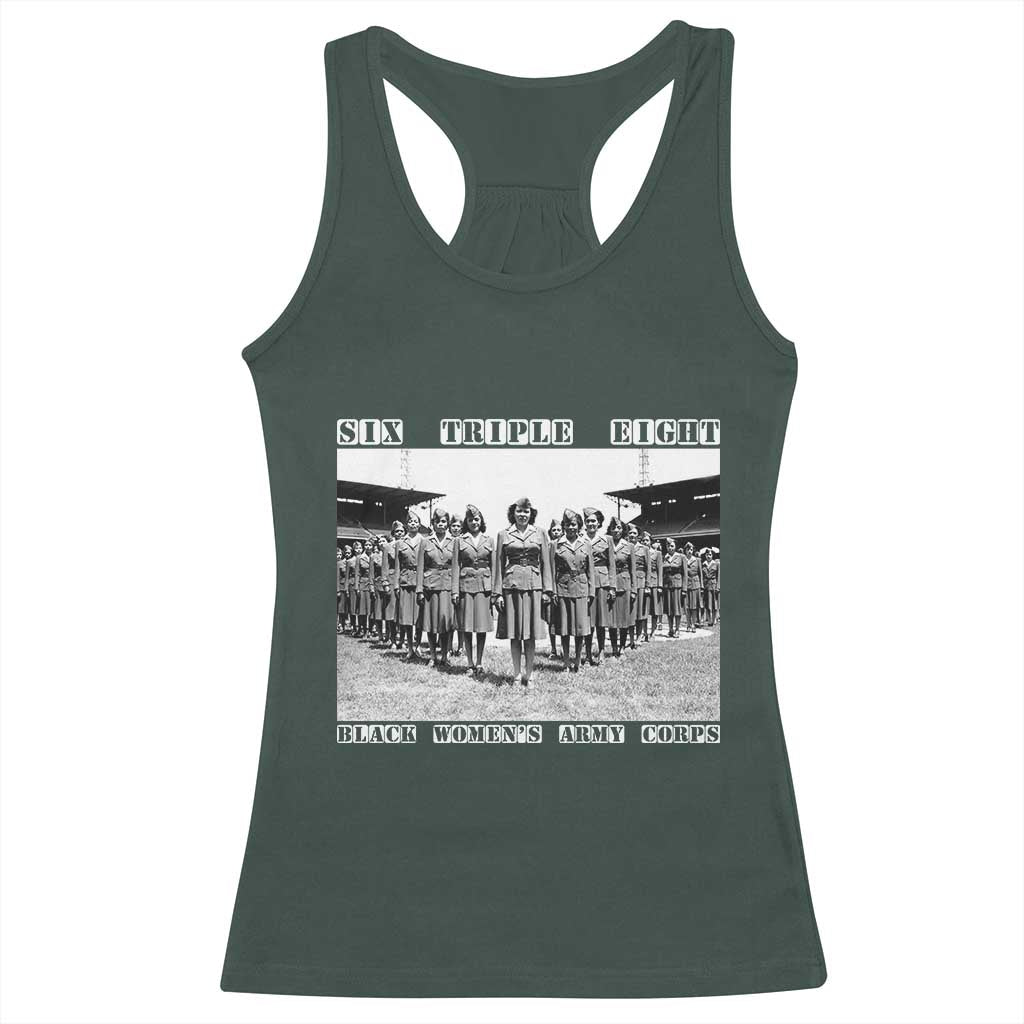 6 Triple 8 Racerback Tank Top Black Women's Army Corps 6888th Battalion TS02 Dark Forest Green Print Your Wear