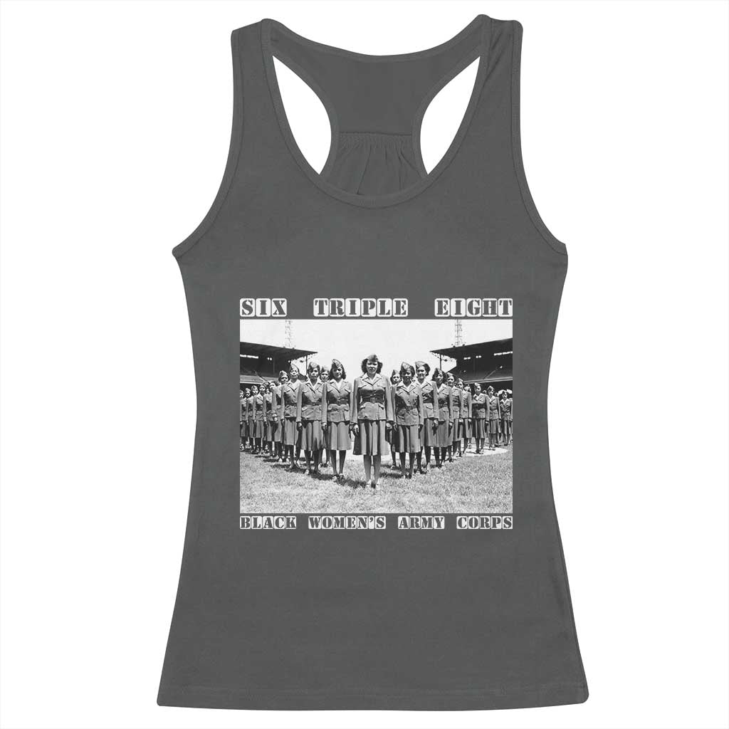 6 Triple 8 Racerback Tank Top Black Women's Army Corps 6888th Battalion TS02 Dark Heather Print Your Wear