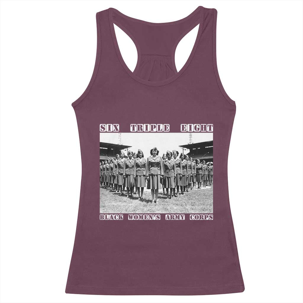 6 Triple 8 Racerback Tank Top Black Women's Army Corps 6888th Battalion TS02 Maroon Print Your Wear