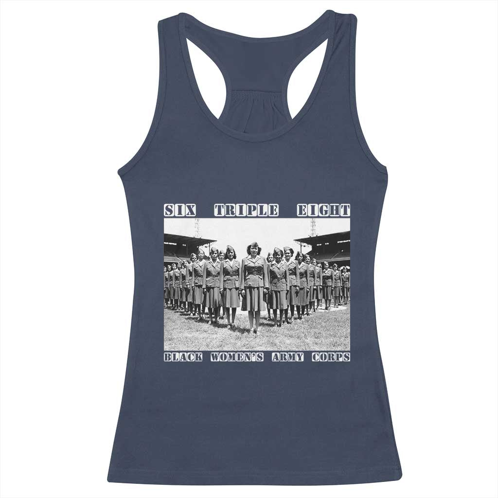 6 Triple 8 Racerback Tank Top Black Women's Army Corps 6888th Battalion TS02 Navy Print Your Wear