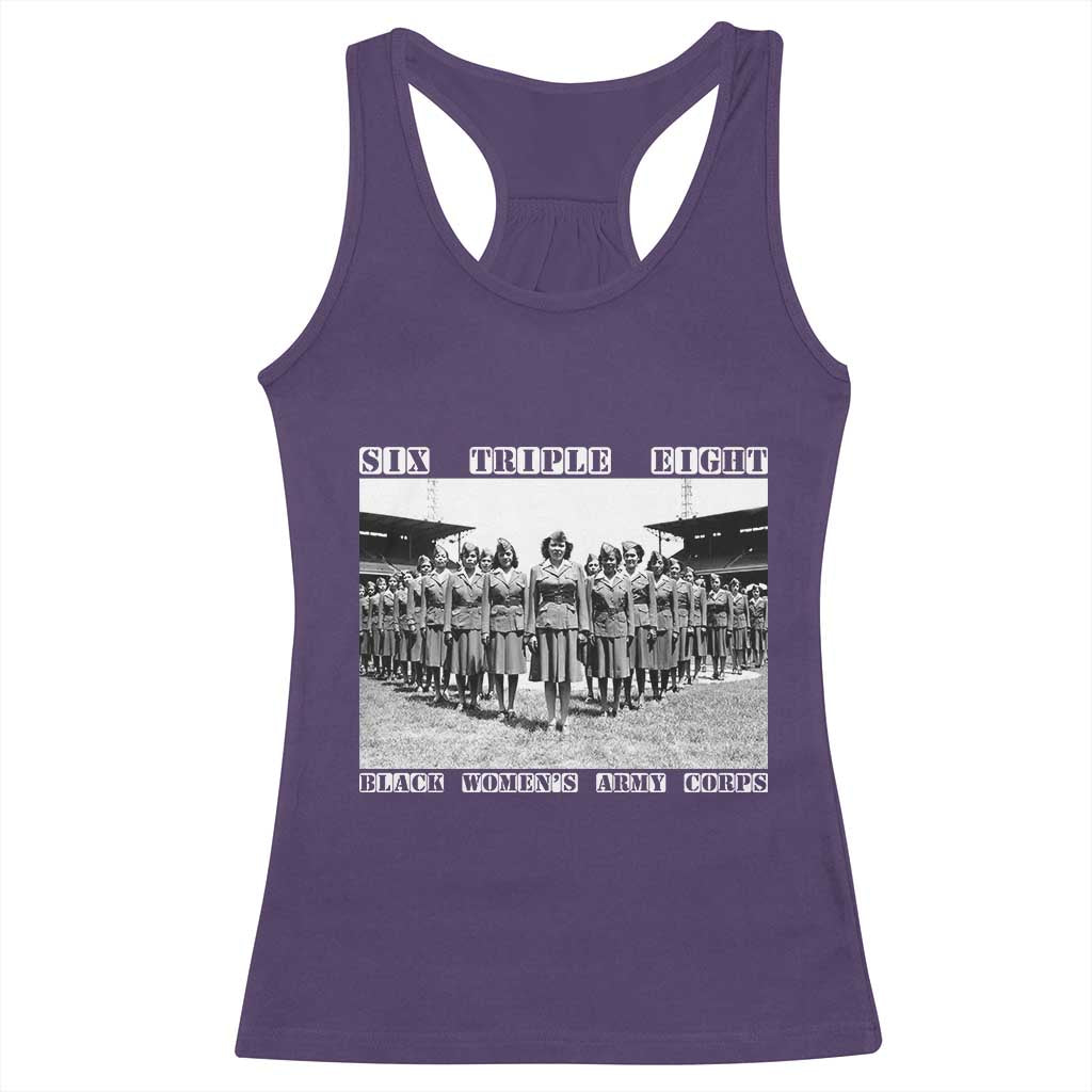 6 Triple 8 Racerback Tank Top Black Women's Army Corps 6888th Battalion TS02 Purple Print Your Wear