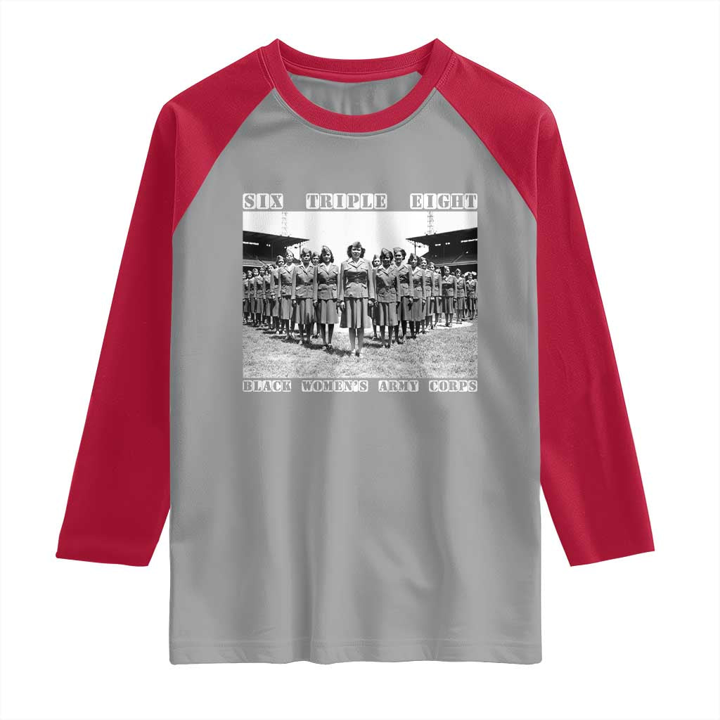 6 Triple 8 Raglan Shirt Black Women's Army Corps 6888th Battalion TS02 Sport Gray Red Print Your Wear