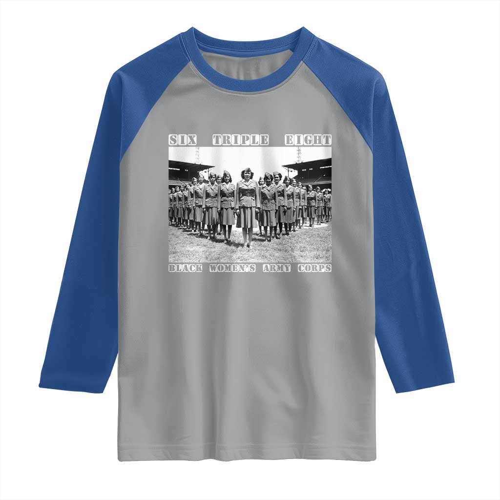 6 Triple 8 Raglan Shirt Black Women's Army Corps 6888th Battalion TS02 Sport Gray Royal Print Your Wear