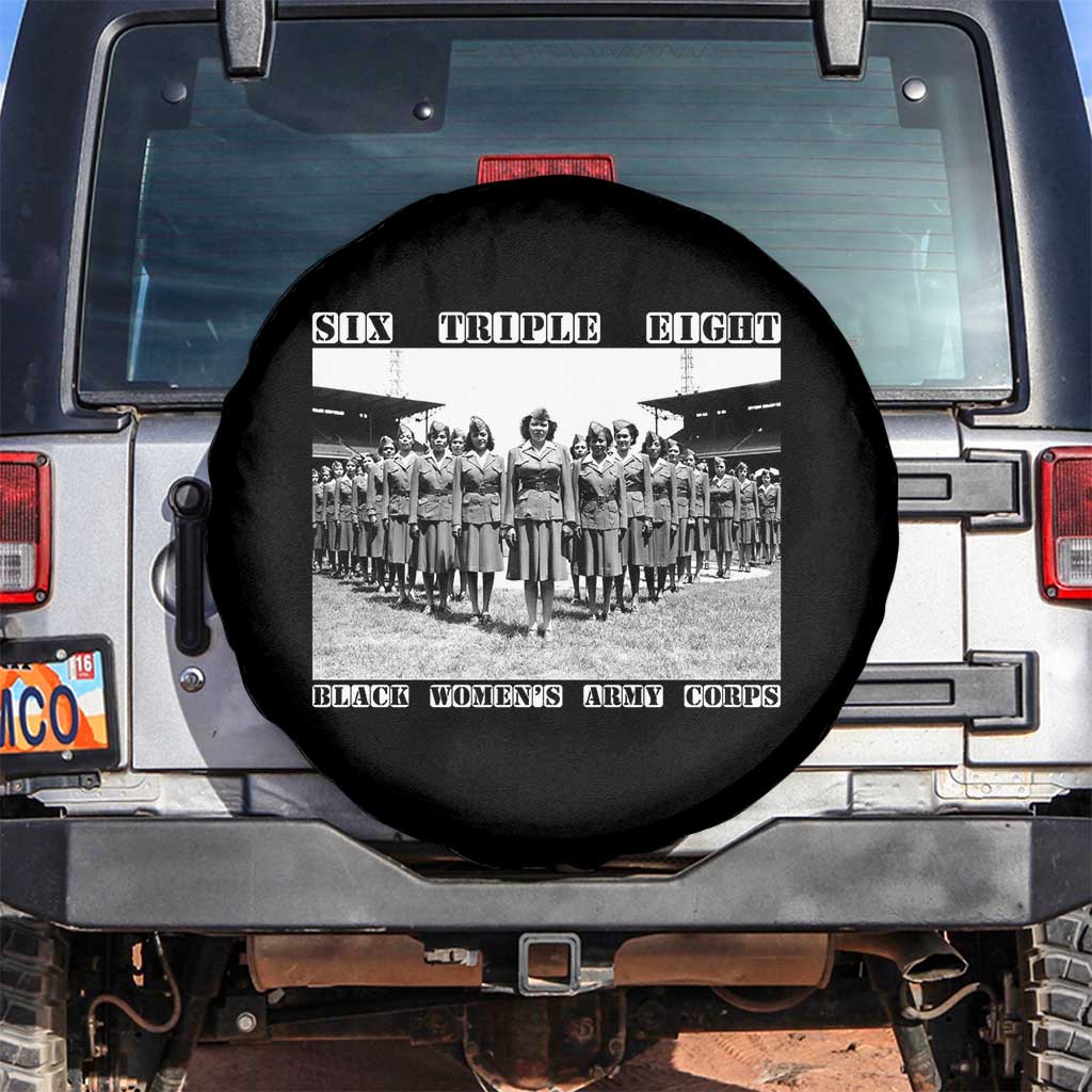 6 Triple 8 Spare Tire Cover Black Women's Army Corps 6888th Battalion TS02 No hole Black Print Your Wear