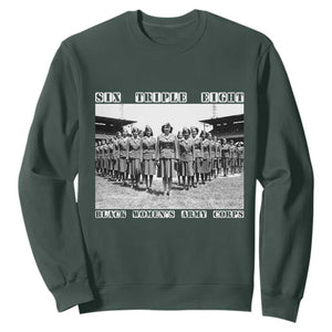 6 Triple 8 Sweatshirt Black Women's Army Corps 6888th Battalion TS02 Dark Forest Green Print Your Wear