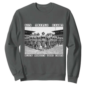 6 Triple 8 Sweatshirt Black Women's Army Corps 6888th Battalion TS02 Dark Heather Print Your Wear
