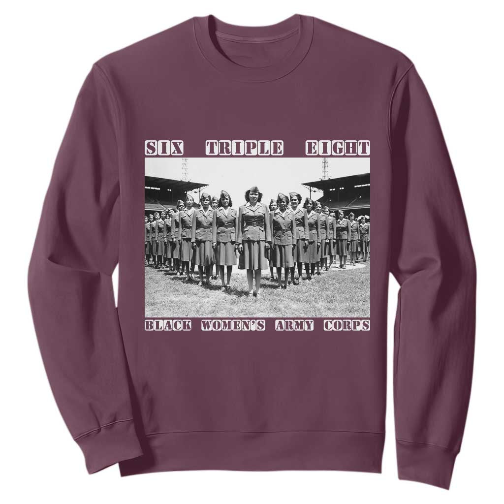 6 Triple 8 Sweatshirt Black Women's Army Corps 6888th Battalion TS02 Maroon Print Your Wear