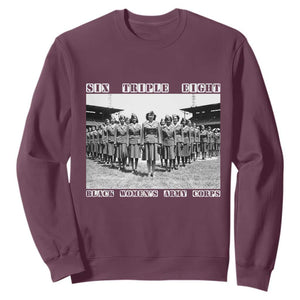 6 Triple 8 Sweatshirt Black Women's Army Corps 6888th Battalion TS02 Maroon Print Your Wear