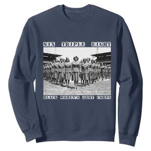 6 Triple 8 Sweatshirt Black Women's Army Corps 6888th Battalion TS02 Navy Print Your Wear