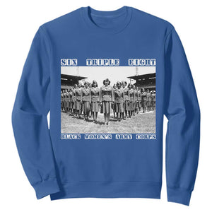 6 Triple 8 Sweatshirt Black Women's Army Corps 6888th Battalion TS02 Royal Blue Print Your Wear