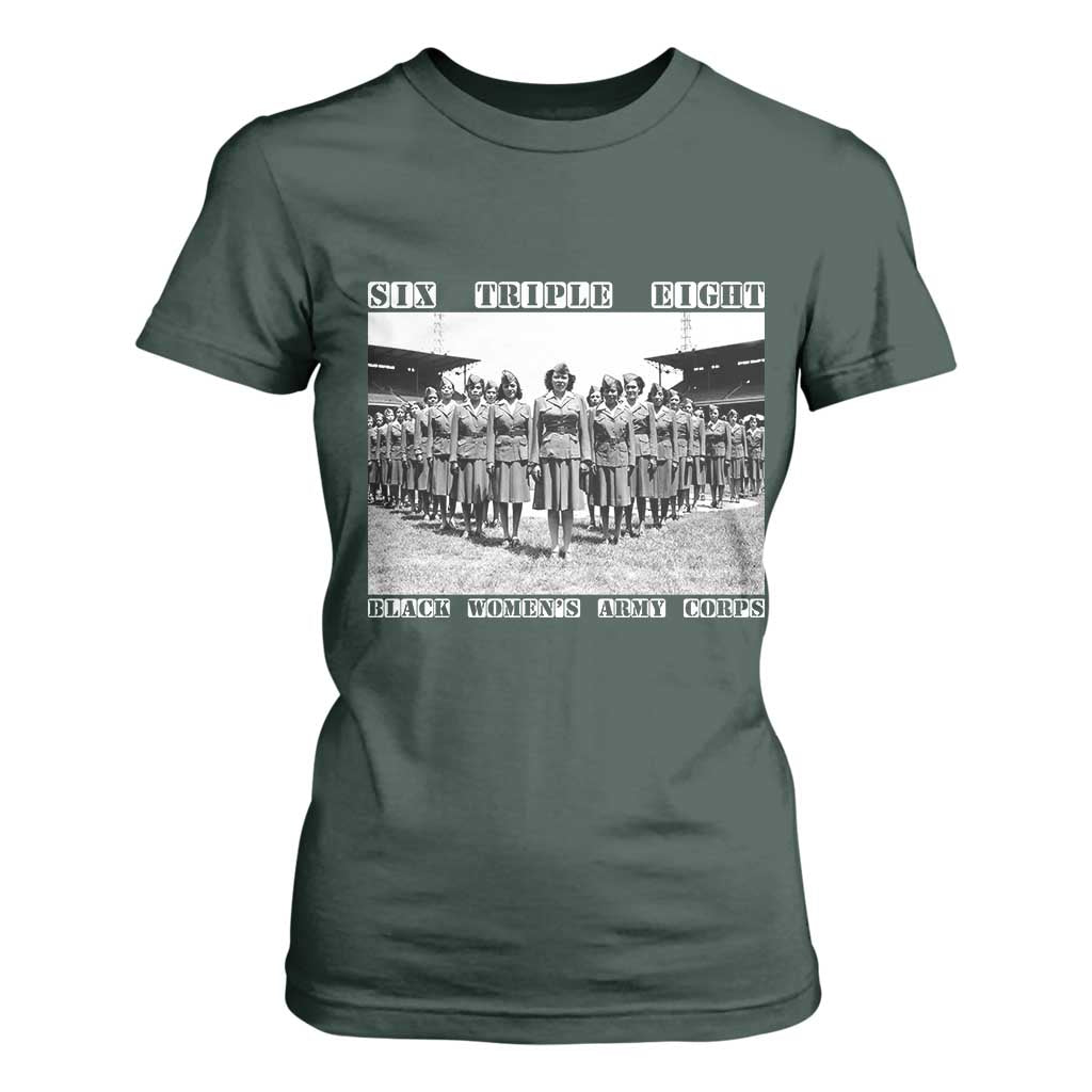 6 Triple 8 T Shirt For Women Black Women's Army Corps 6888th Battalion TS02 Dark Forest Green Print Your Wear