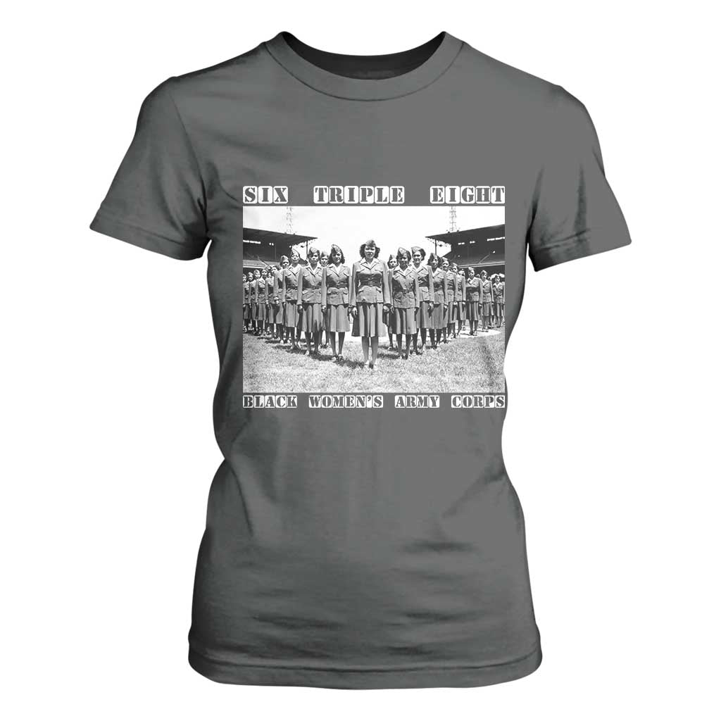 6 Triple 8 T Shirt For Women Black Women's Army Corps 6888th Battalion TS02 Dark Heather Print Your Wear