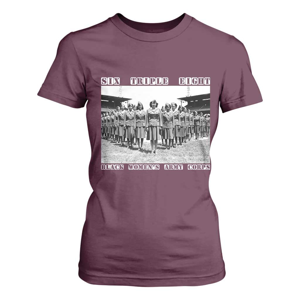 6 Triple 8 T Shirt For Women Black Women's Army Corps 6888th Battalion TS02 Maroon Print Your Wear